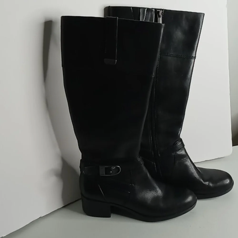 Bandolino+ BD - BAYA - Tall Leather Boots w/Buckle Detail- Black - size 6M